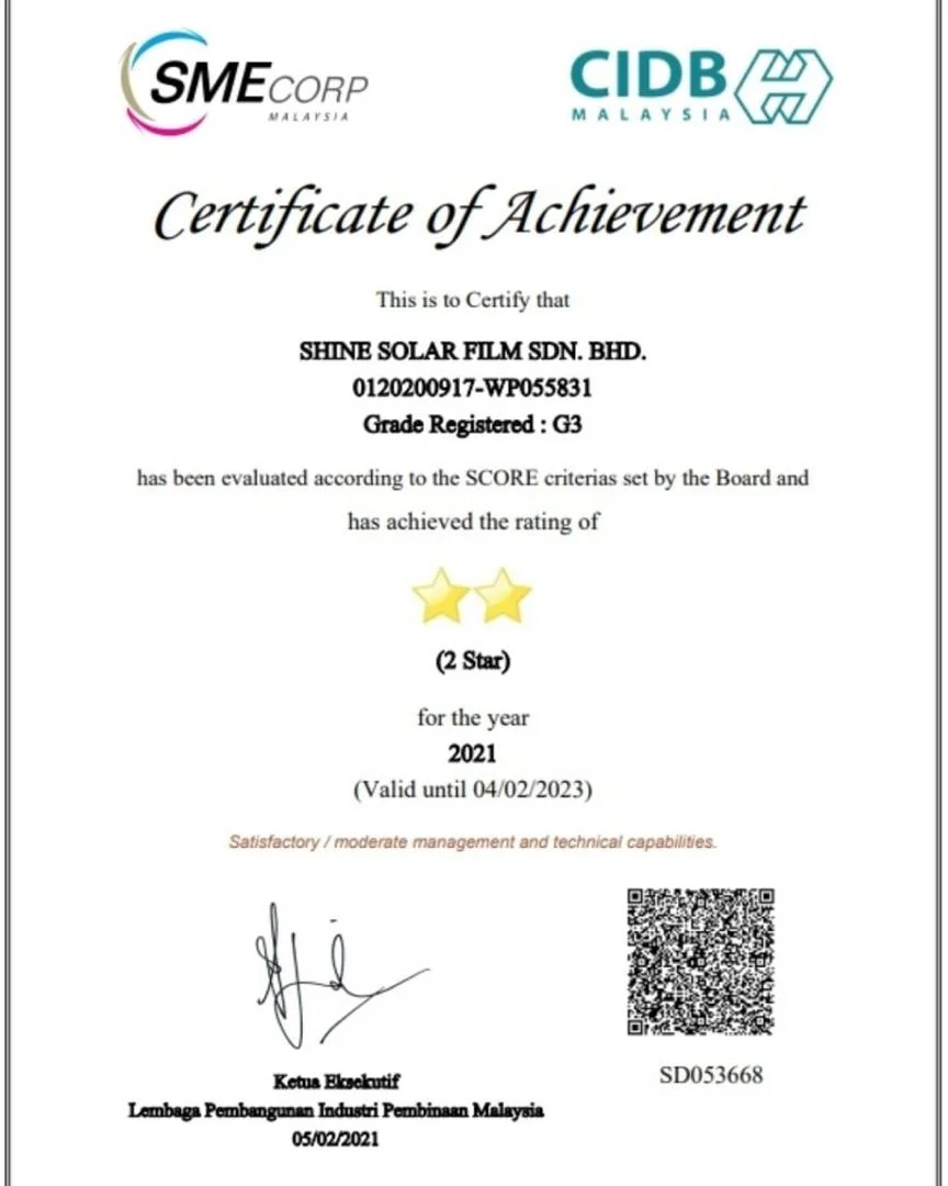 SME Corp Malaysia / CIDB — SCORE Rating — 2 Star