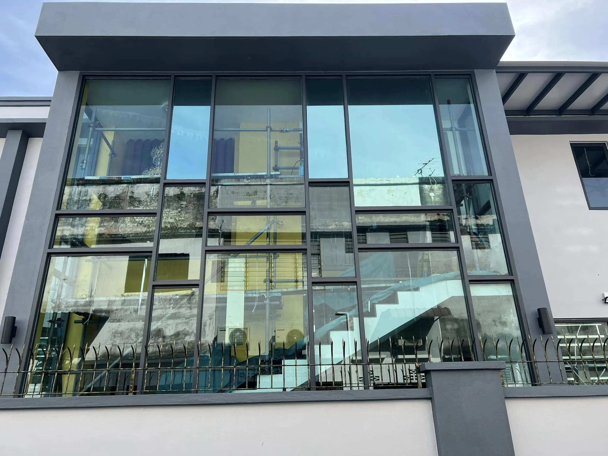 Frosted film on office glass partition
